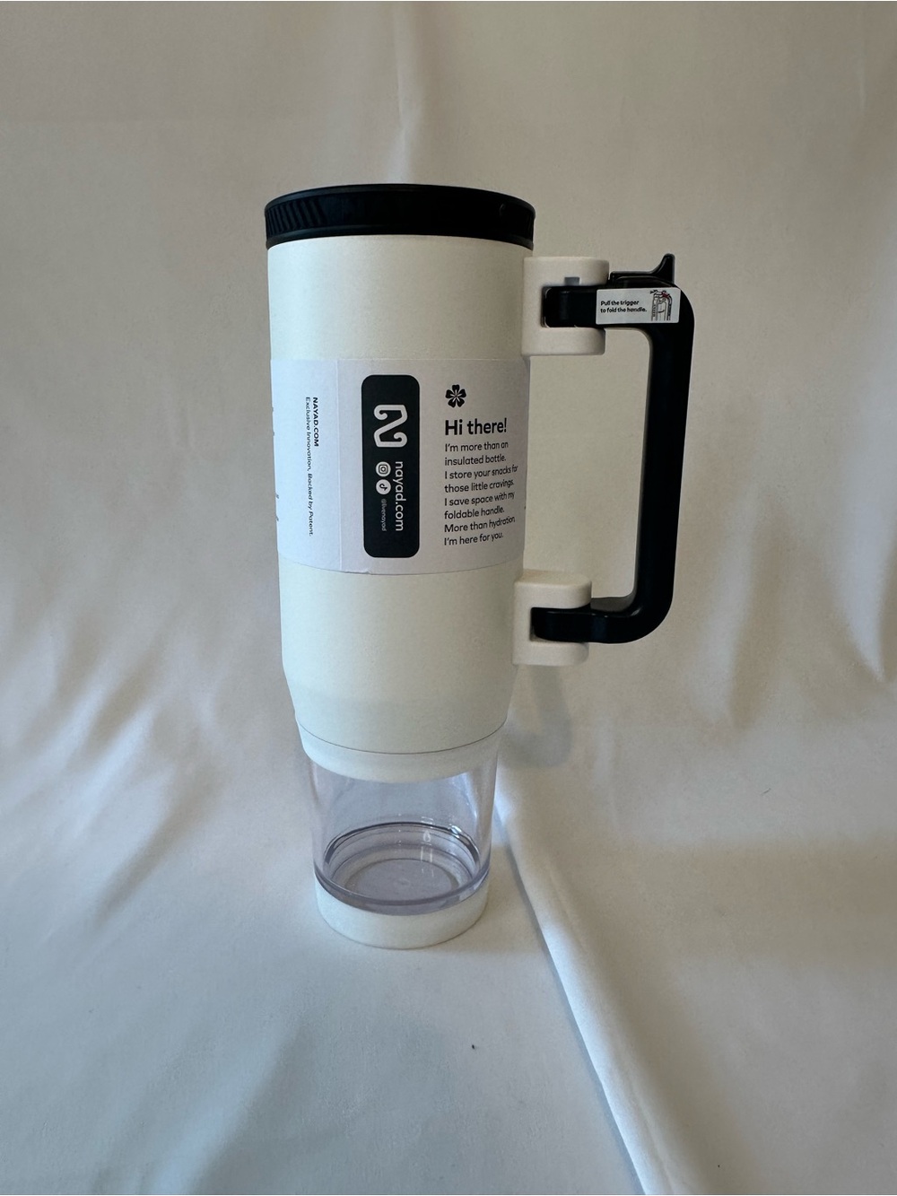 adidas White and Black Insulated Travel Mug with Clear Base